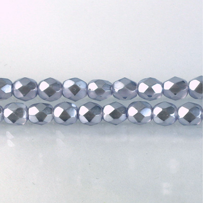 Czech Glass Pearl Faceted Fire Polish Bead - Round 06MM PURPLE ON CRYSTAL 78423