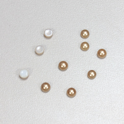 Glass Medium Dome Cabochon Pearl Spray Finish - Round 04MM LT BROWN