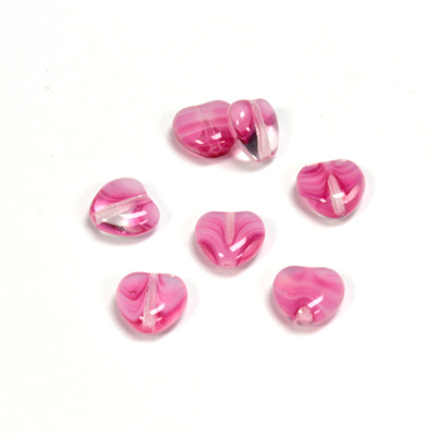 Czech Pressed Glass Bead - Smooth Heart 08x8MM PORPHYR ROSE
