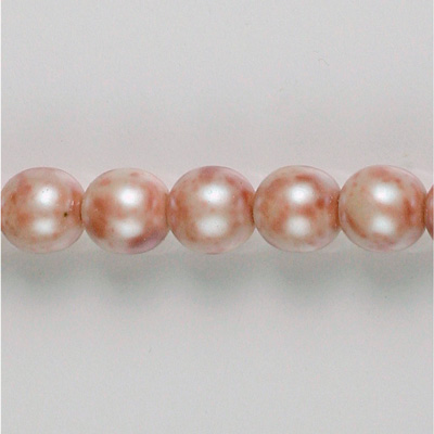 Czech Glass Pearl Bead - Round 10MM PATINA SALMON 84176