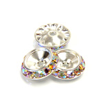 Czech Rhinestone Rondelle Shrag Rivoli Back Setting - Round 15MM outside with 10.5mm (ss47) Recess CRYSTAL AB-SILVER