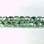 Czech Glass Fire Polish Bead - Round 06MM 1/2 Coated CRYSTAL/LT GREEN