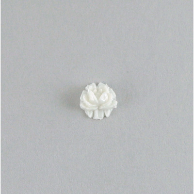 Plastic Carved No-Hole Flower - Rosebud 06.5MM WHITE
