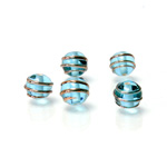 Czech Glass Lampwork Bead - Round 08MM COPPER WRAP AQUA