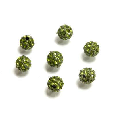 Rhinestone Bead Pave with 1.0MM Hole Metal Base Round 06MM OLIVINE