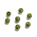 Rhinestone Bead Pave with 1.0MM Hole Metal Base Round 06MM OLIVINE