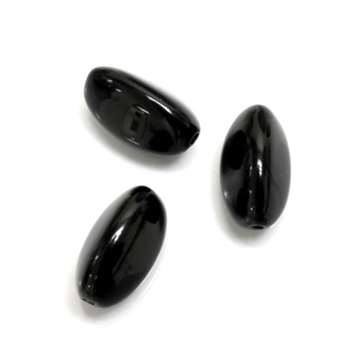 Plastic Bead - Opaque Color Smooth Beggar 22x12MM JET