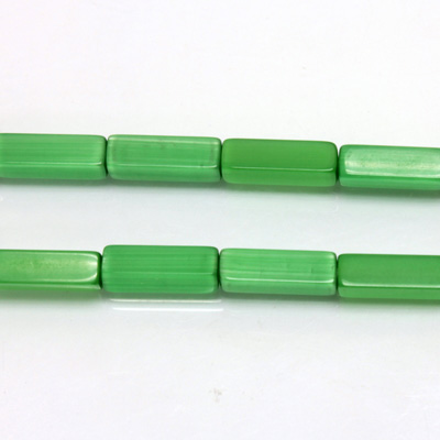 Fiber Optic Synthetic Cat's Eye Bead - Rectangle Smooth 13x4MM CAT'S EYE GREEN