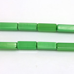 Fiber Optic Synthetic Cat's Eye Bead - Rectangle Smooth 13x4MM CAT'S EYE GREEN