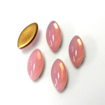 Glass Medium Dome Foiled Cabochon - Navette 15x7MM OPAL ROSE