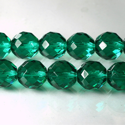 Czech Glass Fire Polish Bead - Round 12MM DARK EMERALD