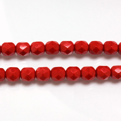 Czech Glass Fire Polish Bead - Round 06MM RED