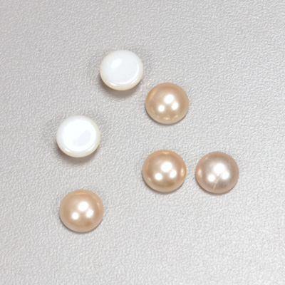 Glass Medium Dome Cabochon Pearl Spray Finish - Round 08MM LT ROSE