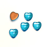 Glass Medium Dome Foiled Cabochon - Heart 10x9MM AQUA