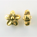 Metalized Plastic Bead - 5-Petal Flower 17.5MM ANTIQUE GOLD