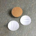 Glass Cabochon Ribbed Foiled - Round 15MM MATTE CRYSTAL