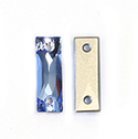 Preciosa Crystal Flat Back 2-Hole Sew-On Foiled Stone - Slim Baguette 18x6 MM LIGHT SAPPHIRE