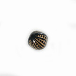 Plastic Engraved Bead - Round 12MM GOLD on JET