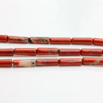 Gemstone Bead - Smooth Tube 13x4 RED JASPER