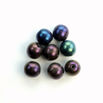 Czech Pressed Glass Bead - Smooth Round 08MM IRIS BLUE