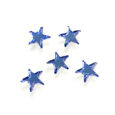 German Glass Flat Back Foiled Mirror - Star 6MM LT SAPPHIRE