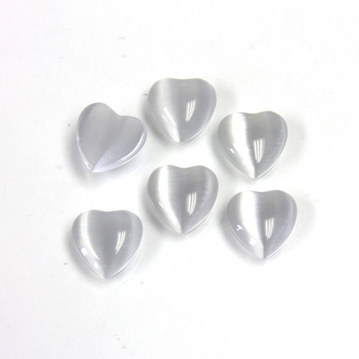 Fiber-Optic Cabochon - Heart 08MM CAT'S EYE LT GREY