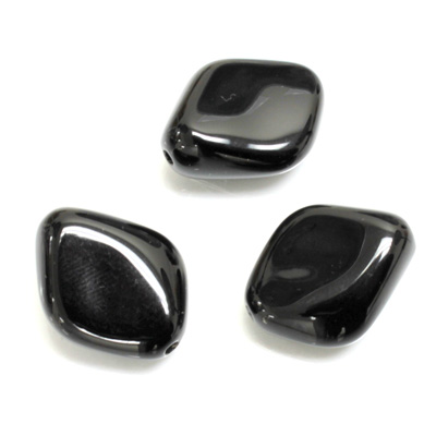 Plastic Bead - Opaque Color Smooth Diamond 20x16MM JET