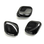 Plastic Bead - Opaque Color Smooth Diamond 20x16MM JET