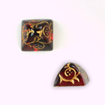 Glass Flat Back Foiled Pyramid Stone with Gold Engraving 12x12MM RUBY