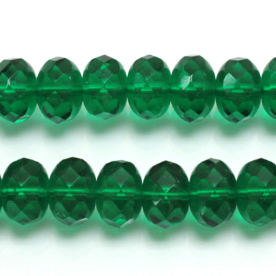 Czech Glass Fire Polish Bead - Rondelle Donut 11x7MM DARK EMERALD