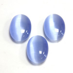 Fiber-Optic Flat Back Cabochon - Oval 18x13MM CAT'S EYE LT BLUE