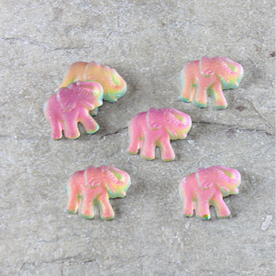 Glass Flat Back Elephant - 08MM MATTE IRIDIS Foiled