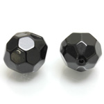 Plastic Bead - Opaque Faceted Round 18MM JET