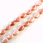 Czech Pressed Glass Bead - Flat Oval 08x6MM PATINA SALMON