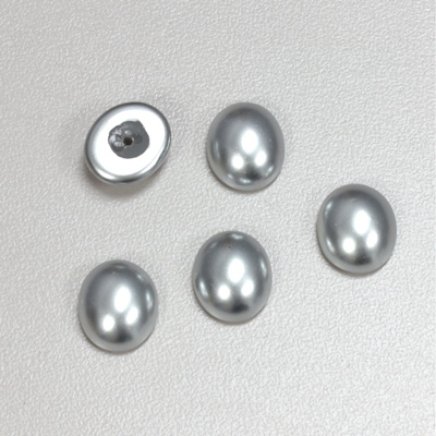 Glass Medium Dome Pearl Dipped Cabochon - Oval 12x10MM LIGHT GREY