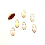 Glass Medium Dome Foiled Cabochon - Navette 08x4MM CRYSTAL AB