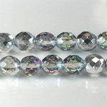 Czech Glass Fire Polish Bead - Round 10MM 1/2 Coated BERMUDA BLUE