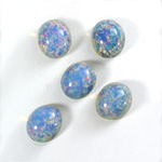 Glass Medium Dome Lampwork Cabochon - Oval 12x10MM BLUE OPAL (04531)