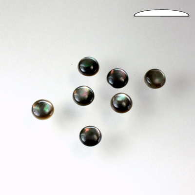 Shell Flat Back Cabochon - Round 05MM BLACK TAHITI PEARL