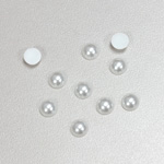 Plastic Medium Dome Pearl Cabochon - Round 06MM WHITE