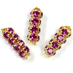 Preciosa Rhinestone Rondelle Crystal Tubes 20x7MM FUCHSIA/RAW