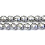 Czech Glass Fire Polish Bead - Round 08MM Full Coated Matte SILVER