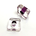 Plastic Bead - Color Lined Smooth Large Hole Square 6x16MM CRYSTAL PURPLE LINE