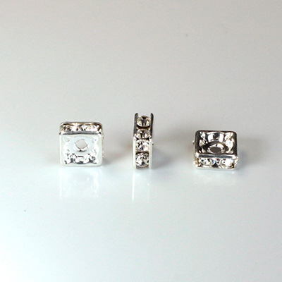 Czech Rhinestone Rondelle - Round 08MM CRYSTAL-SILVER