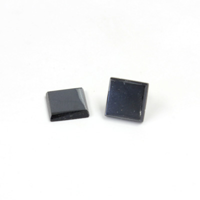 Glass Low Dome Buff Top Cabochon - Square 09x9MM HEMATITE