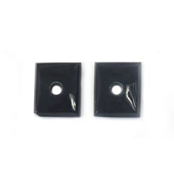 Japanese Glass Flat Back Buff Top Single Bevel Cabochon - Drilled with Center Hole Cushion Rectangle 12x10MM JET
