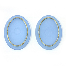 German Plastic Base - Oval 40x30MM GOLD ON MATTE LT SAPPHIRE