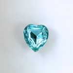 Glass Point Back Foiled Tin Table Cut (TTC) Stone - Heart 12x11MM AQUA