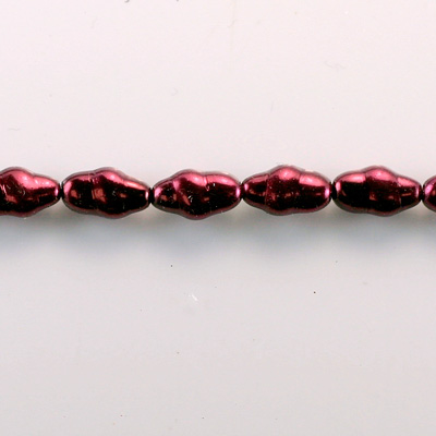 Czech Glass Pearl Bead - Baroque Oblong 13x7 GARNET 70499