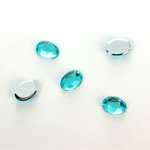 Plastic Flat Back Foiled Rose Cut Rhinestone - Oval 08x6MM AQUA